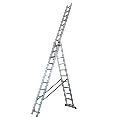 China Folding Ladders 3*9 Steps 6m Aluminum Extension Ladder With Belts for sale