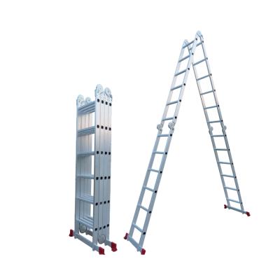 China Folding Ladders 3.6m Aluminum Folding Ladder Four Part Big Hinge Joint Multi Purpose Ladder for sale