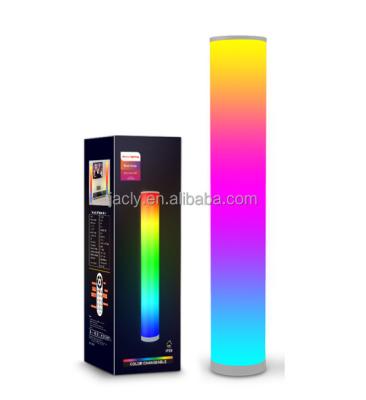 China Contemporary Refined 1Pack Wifi Smart Tuya App 360 Degree Chasing RGBIC Music Sync Mood Standing LED Floor Light With Aluminous Pipe for sale