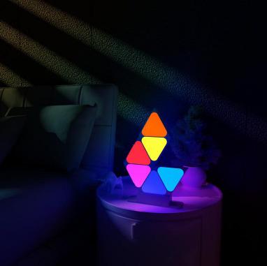 China DIY Smart Home Contemporary Programming Synchronization with Music Rhythm RGB LED Quantum Triangle Module Intelligent Ambient Panel Lamp with Low Support for sale