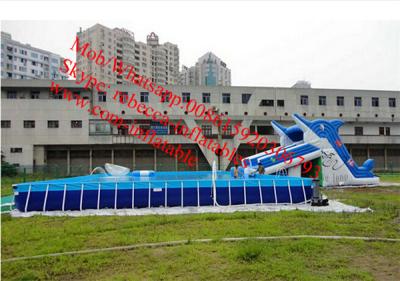 China backyard swimming pool inflatable pool with slide metal frame swimming pool for sale