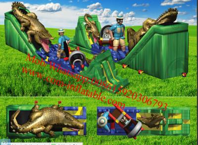 China Inflatable Awesome Jungle Themed Obstacle Course With Walls, Tunnels and Slides for sale