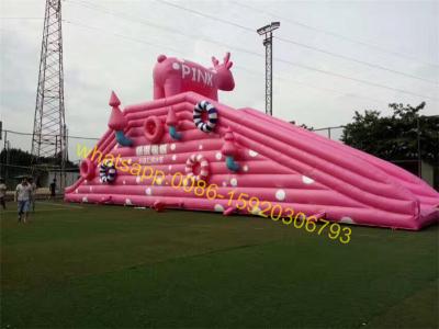 China pink pig slide inflatable for sale