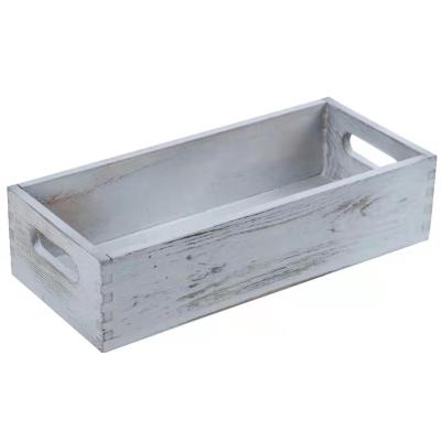 China JS-HO-01Farmhouse Sustainable Design New Rustic Rectangle Customized Wood Serving Tray For Bathroom Decoration for sale