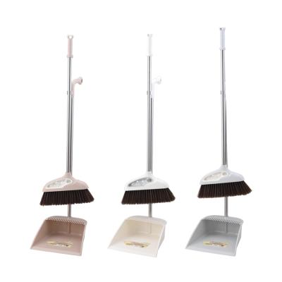 China New JS-2523 wholesale plastic cleaning part cleaning long handle dustpan and broom set for sale