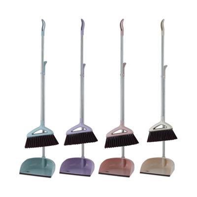 China JS-2094 New Fashion Classic Metal Indoor Sweeping Floor Cleaning Long Handled Dustpan And Broom Set for sale