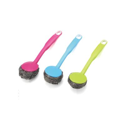 China JS-1776 China Wholesale OEM Multifunctional Plastic Cleaning Brush Pot Kitchen Stainless Steel Wire Brush Viable for sale