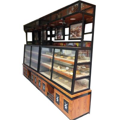 China Fashion Single Sided Style Good Quality Wooden Bread Display Stand For Bakery Supermarket Shelf for sale