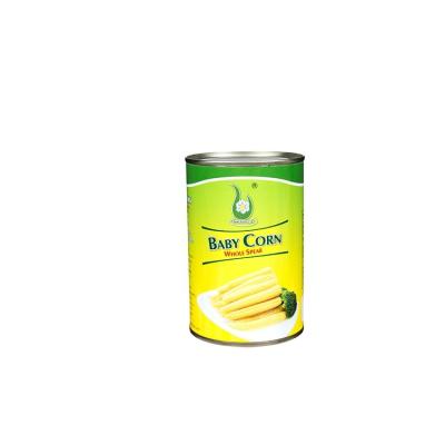 China Hot new canned items wholesale high quality canned baby corn 425G baby young corn in brine for sale