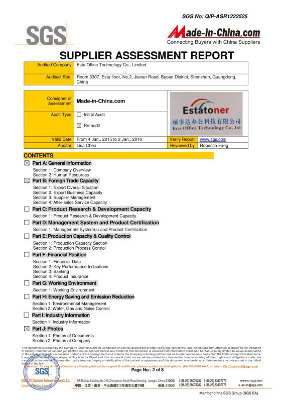 SGS - ESTA OFFICE TECHNOLOGY CO.,LTD