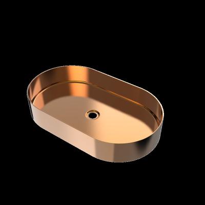 China Without Faucet PVD Bowl NANOE 316 304 Stainless Steel Oval FREE STANDING Rose Gold Bathroom Sink for sale