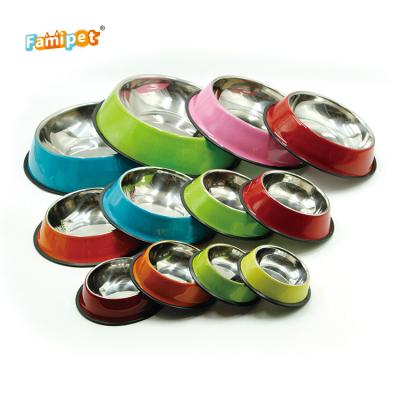 China Wholesale Non-automatic Dog Dish Pet Dish Professional Manufacture Colorful Stainless Steel Dog Bowl for sale