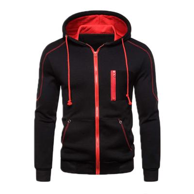 China Custom High Quality Anti-wrinkle Zipper Pockets Fitted Hoodie Jacket Men Contrast Zipper Quilting Hoodie for sale