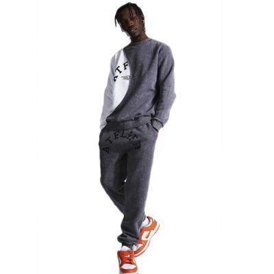 China Breathable Mens Sweatsuits Acid Washed Fleece Outerwear Spliced ​​Acid Wash Outerwear for sale