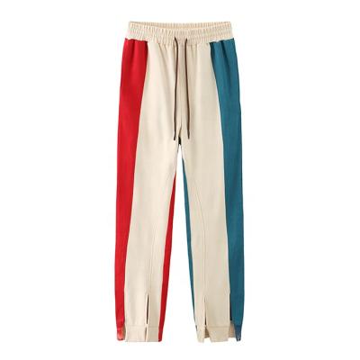 China New Finch Garment Wholesale Fashion Women Anti-Wrinkle Drawstring Custom Color Block Patchwork Pants Jogger Sweatpants for sale