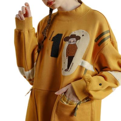 China New Finch Garment patchwork hoodie Anti-wrinkle along embroidery chenille women clothing dresses sweatshirt for sale