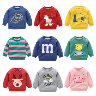 China Anti-wrinkle kids crewneck sweatshirt fashionable autumn fleece clothes for toddlers boys girls cute cartoon animal print baby sweatshirt for sale