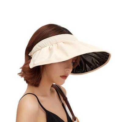 China K397 Fashion Wide Brim Sun Hat Portable Foldable Wide Hats For Women Sun Visor Empty Top Hair Accessories Dual Use Headband for sale