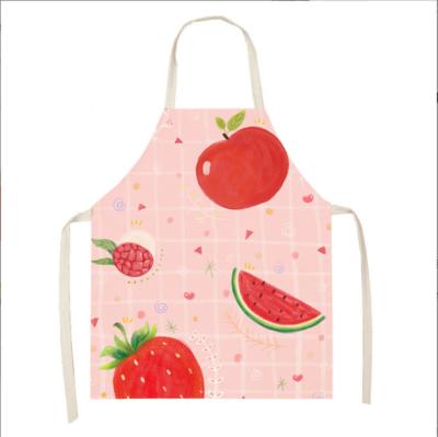 China A298 Strawberry Lemon Fruit Series Apron Canvas Painting Cotton Tidy/Storage And Parent-child Canvas Apron Can Be Wiped Customized for sale