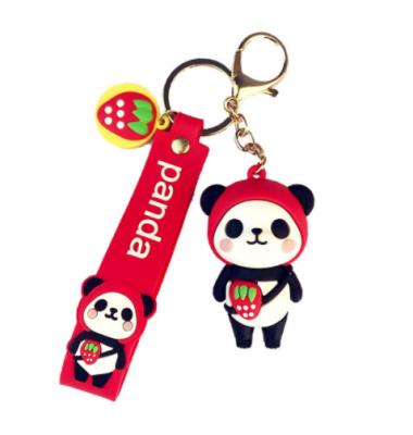 China Cute Gift A173 Silicone Panda Keychain Car Key Chain Jewelry Cute Bag Pendant Ornament Small Gift for sale