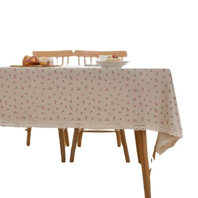 China Wholesale Daisy Print Small Dot Flower Tablecloth A370 Household Cover Towel Cotton Waterproof Pastoral Linen Table Cloth for sale