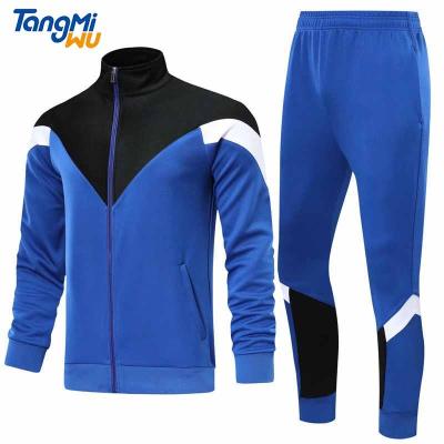 China New style mens gym sweatsuit breathable wholesale custom made polyester color block sports set mens activewear full zipper tracksuit for men for sale