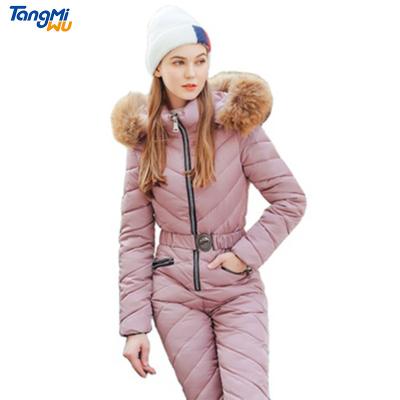 China TMW Anti-UV Wholesale Winter Warm Cotton Filling Coat Snow Waterproof Women One-Piece Wind Proof Ski Suit Ski Sui for sale