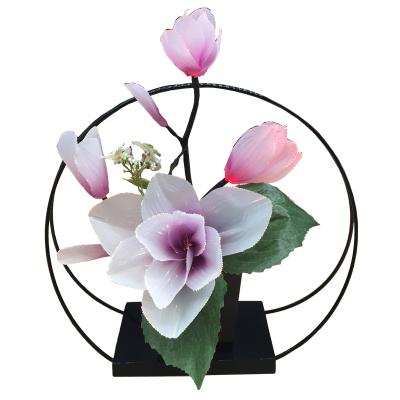 China Indoor Use Flower Magnolia LED Silk Fiber Optic Flower Lamp Wedding Decoration With Metal Base for sale