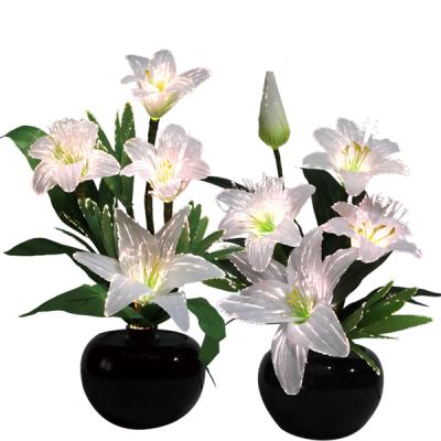 China Indoor Use - 2021 popular high quality simulation wedding decorative flowers with led lights white pink lily with color changing for sale