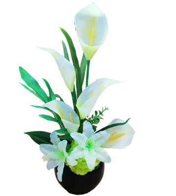 China 2022 Silk Handmade Artificial Fiber Optic Flower Home Decoration Flowers Mini Calla Lily Decor Wholesale Light Home Decor for sale