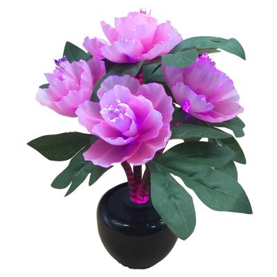 China Color changing valentines day gift decoration fiber artificial flower peony indoor desktop application for sale