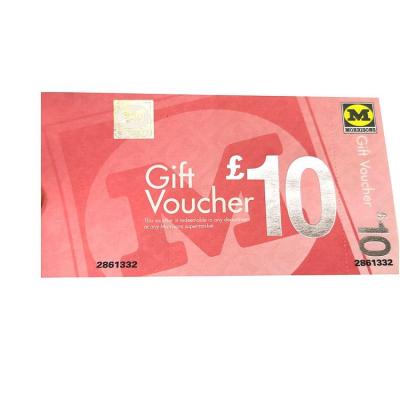 China Security Paper Printing Gift Voucher Discount Anti-counterfeit Voucher for sale