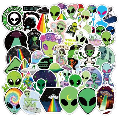 China OEM e-50PCS Explosion Sticker Packs For Decor Laptop Fridge Skateboard UFO Cool Aliens Waterproof Graffiti Luggage Stickers for sale