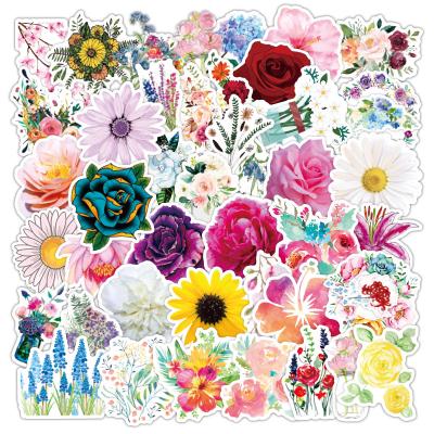 China OEM e-50pcs Waterproof Flower Graffiti Stickers Packs Plants Luggage Scooter Notebook Fridge Water Cup Removable Flower for sale