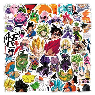 China OEM 50Pcs Dragon Ball Cartoon Sticker Pack Waterproof Adhesive For Motorcycle Skateboard Car Kids Anime Graffiti Stickers for sale