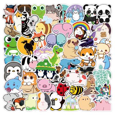 China Waterproof+Eco-friendly e-50pcs custom cute animal foil brand a4 waterproof wholesale logo vinyl stickers packs for DIY mobile phone car notebook for sale