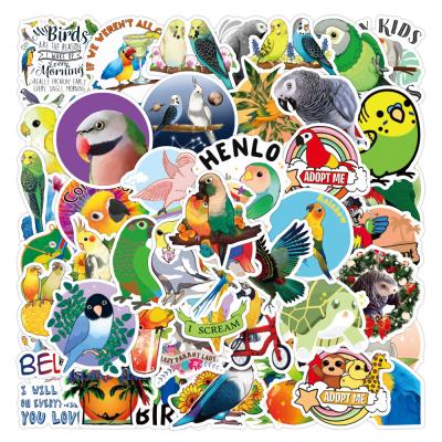 China OEM e-50PCS Colorful Creative Parrot Graffiti Sticker Pack For Luggage Skateboard Fridge Notebook Cartoon Bird Wholesale for sale