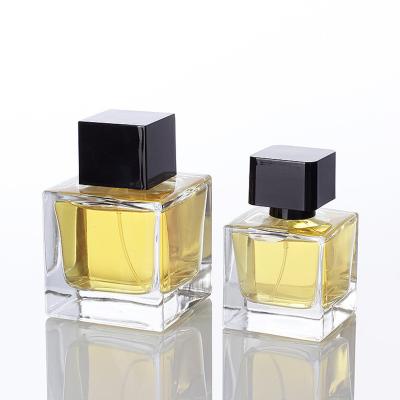 China Vintage 50ml 100ml 50ml Cosmetic Square Clear Perfume Bottle 100ml Small Perfume Glass Empty Bottle With Box for sale