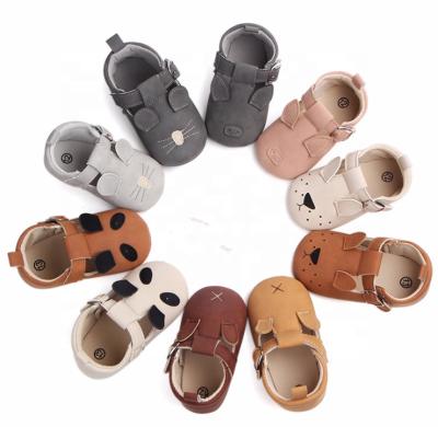 China Lightweight baby cute leather inside shoes /bear designs with anti-slip shoes first workers toddler shoes for sale