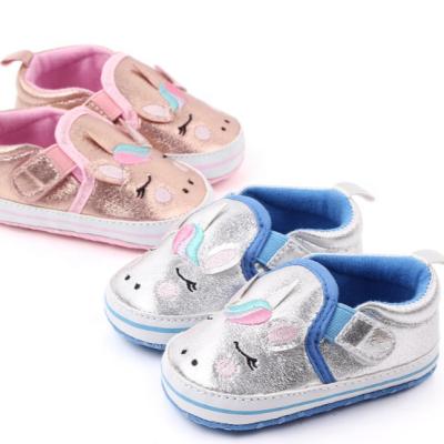 China PU baby/kid slippers shoes inside warm home lovely slippers/anti-slip/PU leather shoes unicorn designs with embroidery for sale