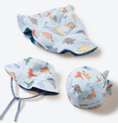 China Wholesale Cute Funny Dinosaur Printed Hat Summer Kids Cotton Pirate Hat Baby Boy Sunshade Hat Image for sale