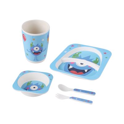 China Cute Novelty Rpet Head Pattern Dish Cup Spoon Fork Feeding Boy Dinner Set Grs Certificated for sale