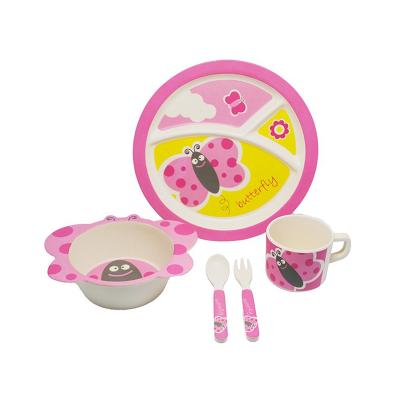 China Children's rpet pink butterfly feeding dishes grs set customized for sale