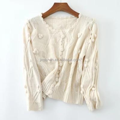 China High quality ladies turtle neck breathable fat simple sweater women's embossed sweaters hand three-dimensional crochet flower for sale