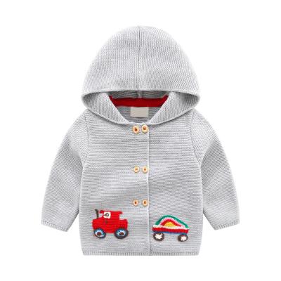 China OEM custom winter 2023 anti-pilling kids oversized sweater knit jacquard girl embroider car cotton long sleeve kids cardigan sweaters for sale