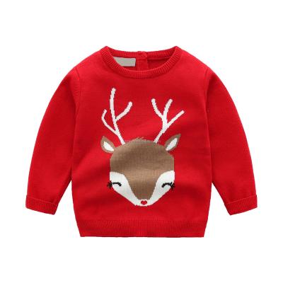 China OEM Custom Anti-pilling Winter Kids Collar Sweater Oversized Knit Crochet Jacquard Cotton Boy Baby Christmas Long Sleeve Jumper Kids Sweaters for sale