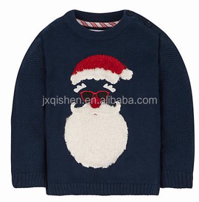 China OEM Custom Anti-pilling Winter Kids Collar Sweater Oversized Knit Crochet Jacquard Cotton Boy Baby Christmas Long Sleeve Jumper Kids Sweaters for sale