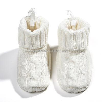 China 2023 Knitted Baby Shoes Unisex Toddler Anti-Slip Floor Booties Lace Up Organic Cotton Crochet Knit Baby Booties 2023JXQS0023 for sale