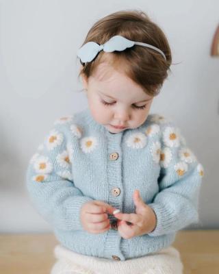 China Spring and Autumn Kids Anti-pilling Collar Sweater Oversized Knit Baby Crochet Long Sleeve Cardigan Kids Sweaters Embroidered Sweater for sale