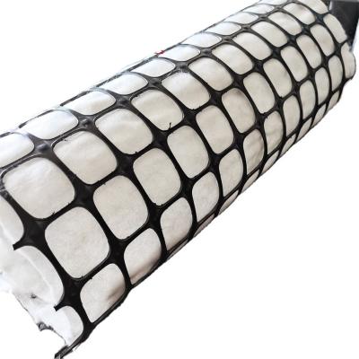 China Black Geotextile Nonwoven Biaxial Plastic Geogrid Stitched Anticrack Geogrid for Asphalt Pavement for sale